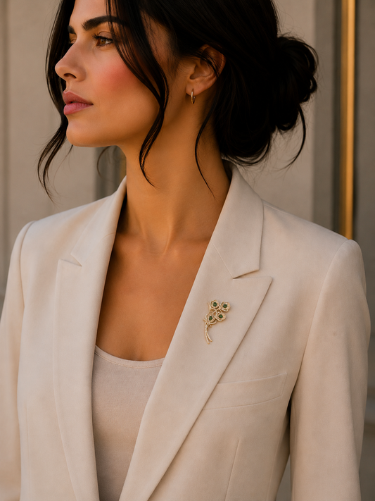 Bloembroche - Elegante Broche met Kristallen | Twinolo