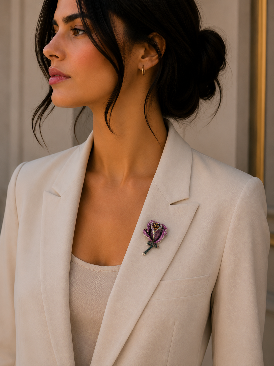 Bloembroche - Elegante Broche met Kristallen | Twinolo