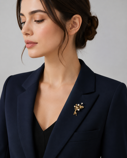 Broche Fleur Or avec Perles | Twinolo