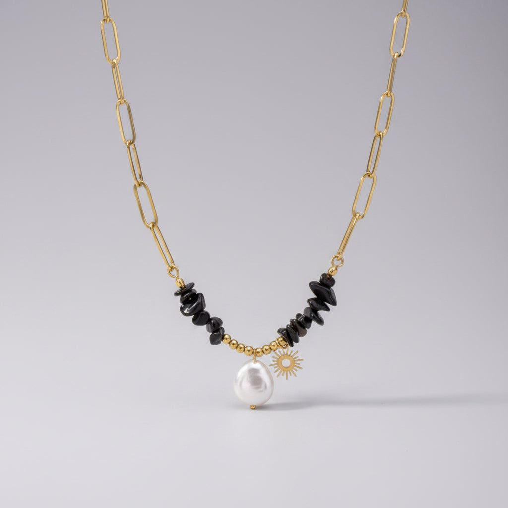 Ketting met Zonhanger en Parel – Trendy Goudkleurig Design | Twinolo