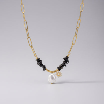 Ketting met Zonhanger en Parel – Trendy Goudkleurig Design | Twinolo