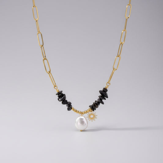 Ketting met Zonhanger en Parel – Trendy Goudkleurig Design | Twinolo