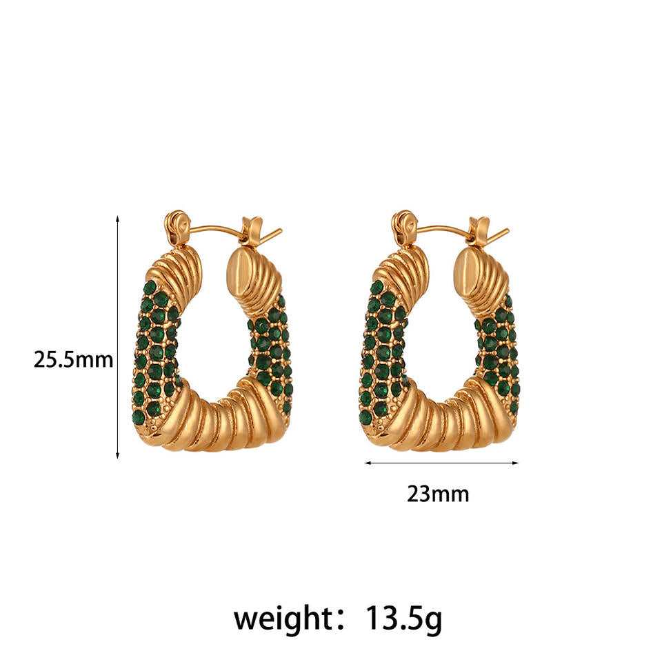 Fine Hoop Earrings with Zirconia Accents | Twinolo