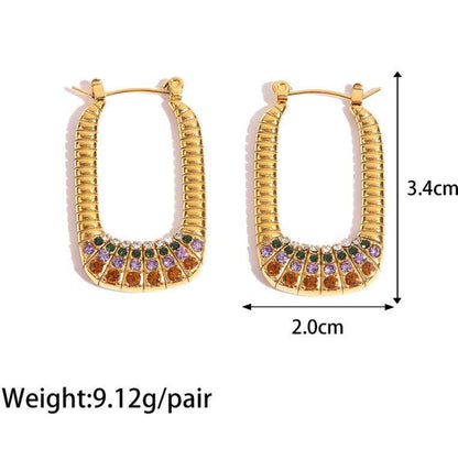 Boucles d'oreilles créoles avec perles et pierres colorées – Design unique | Twinolo