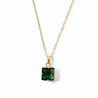 Collier en argent pour femme avec pierre carrée | Twinolo