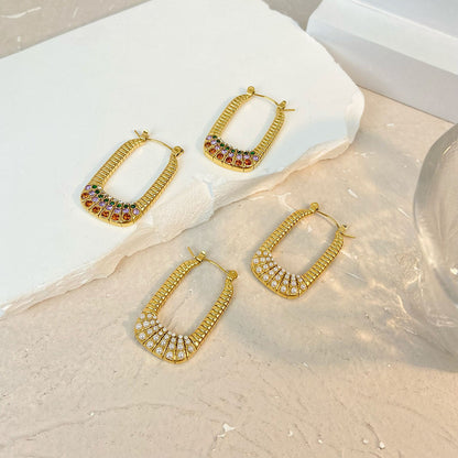 Boucles d'oreilles créoles avec perles et pierres colorées – Design unique | Twinolo