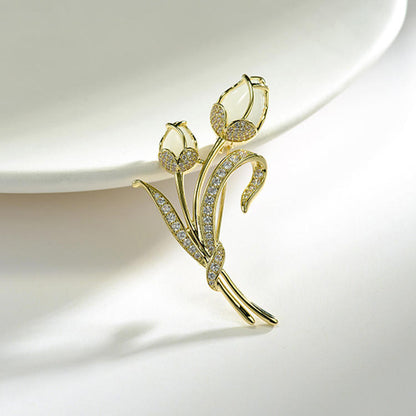 Bloembroche - Elegante Broche met Kristallen | Twinolo