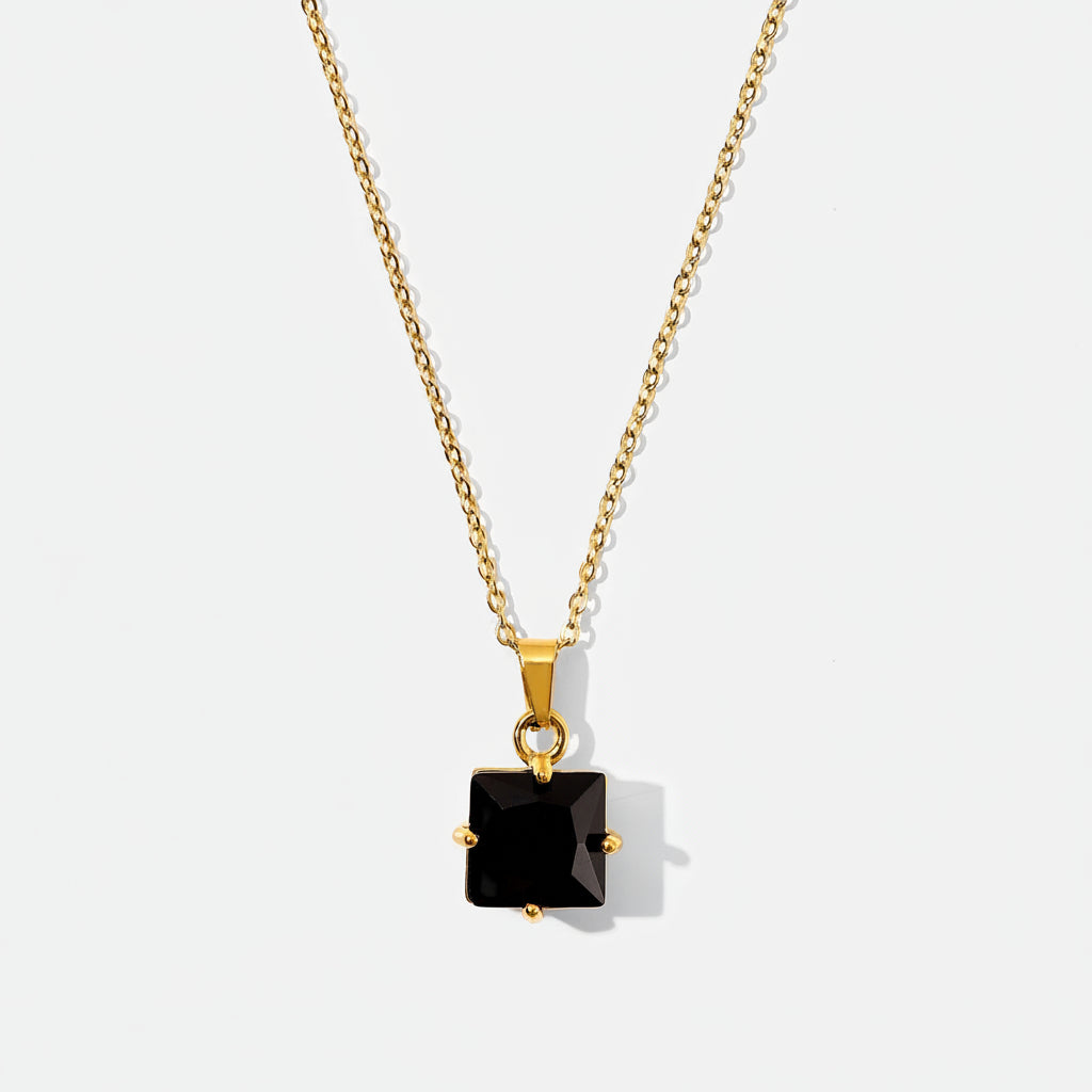 Collier en argent pour femme avec pierre carrée | Twinolo