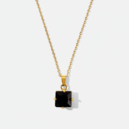 Collier en argent pour femme avec pierre carrée | Twinolo
