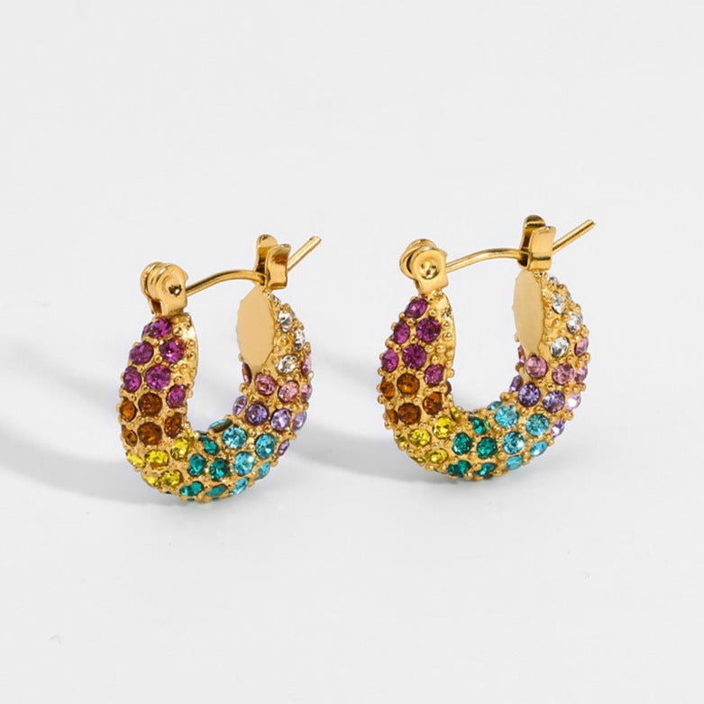 Créoles avec Zircons Colorés – Style Scintillant | Twinolo