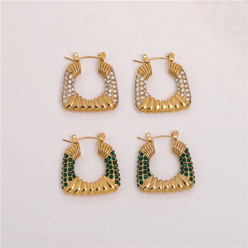 Fine Hoop Earrings with Zirconia Accents | Twinolo