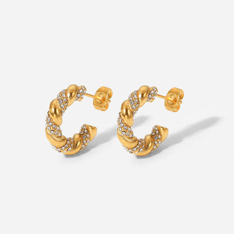 Croissant Oorbellen met Zirkonia – Elegant & Glinsterend | Twinolo