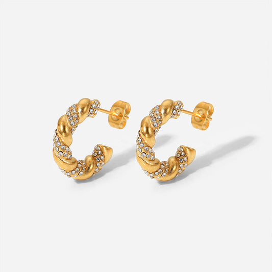 Croissant Oorbellen met Zirkonia – Elegant & Glinsterend | Twinolo