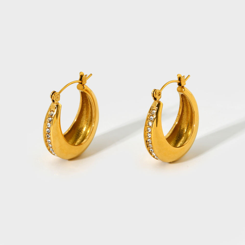 Elegante Hoepel Oorbellen met Zirkonia Steentjes | Twinolo