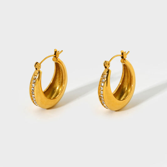 Elegante Hoepel Oorbellen met Zirkonia Steentjes | Twinolo