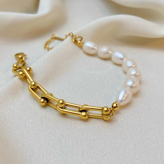 Schakelarmband met Zoetwaterparels – Subtiele Luxe | Twinolo