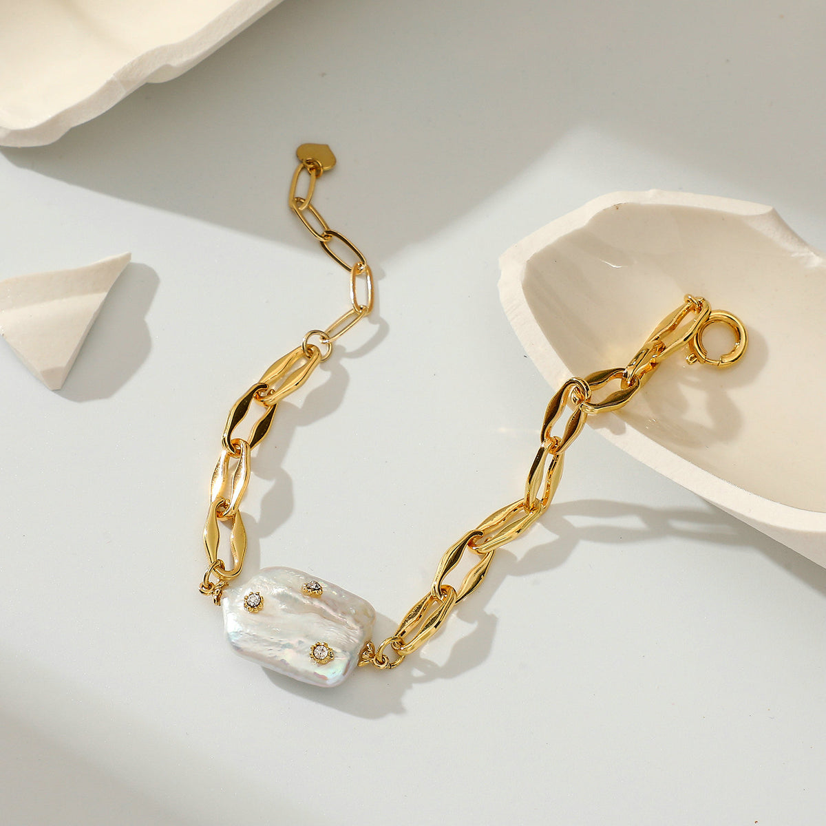 Armband met Parel & Schakels – Elegant Contrast | Twinolo