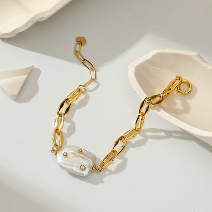Armband met Parel & Schakels – Elegant Contrast | Twinolo