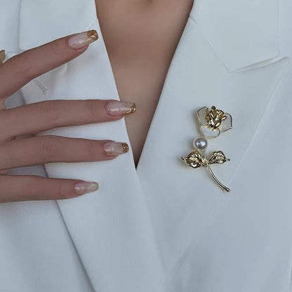 Bloembroche - Elegante Broche met Parel | Twinolo