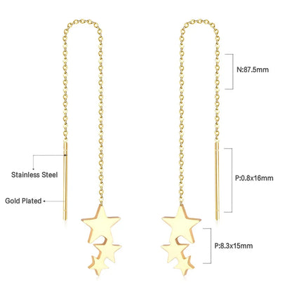 Oorhanger met Hangende Ketting & Sterren – Speels & Elegant | Twinolo