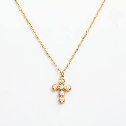 Necklace with Pearl Cross Pendant – Elegant & Symbolic | Twinolo