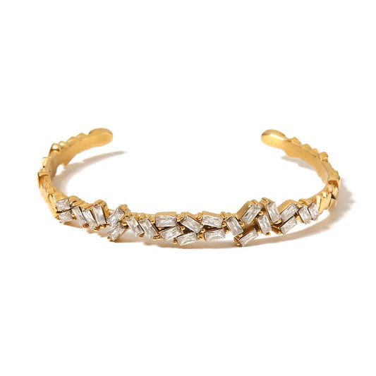 Manchette Armband met Zirkonia – Elegant & Sprankelend | Twinolo