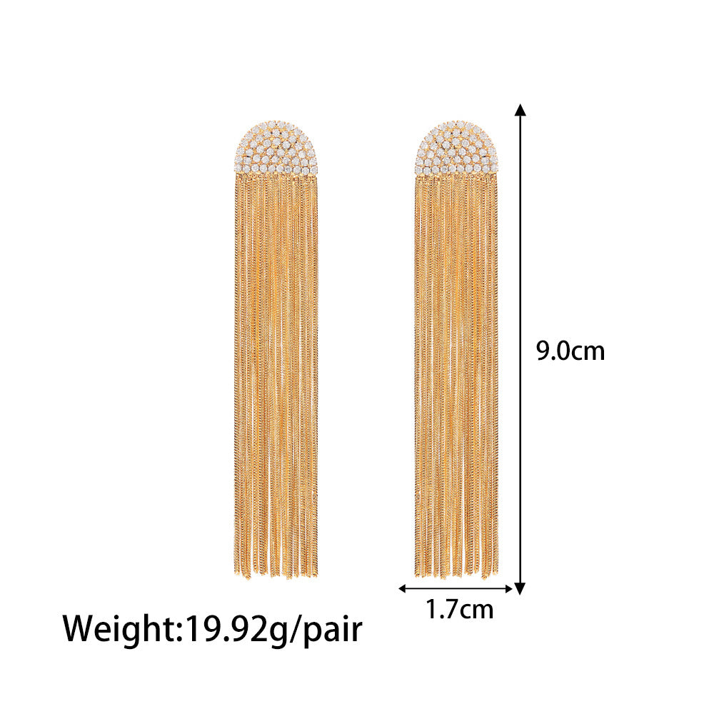 Longues boucles d'oreilles dorées avec Zirconia – Élégantes & Raffinées | Twinolo