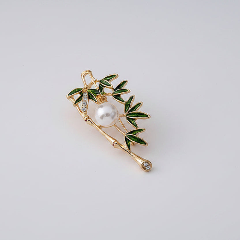 🌿 Broche Feuille avec Perle – Broche Élégante Botanique | Twinolo
