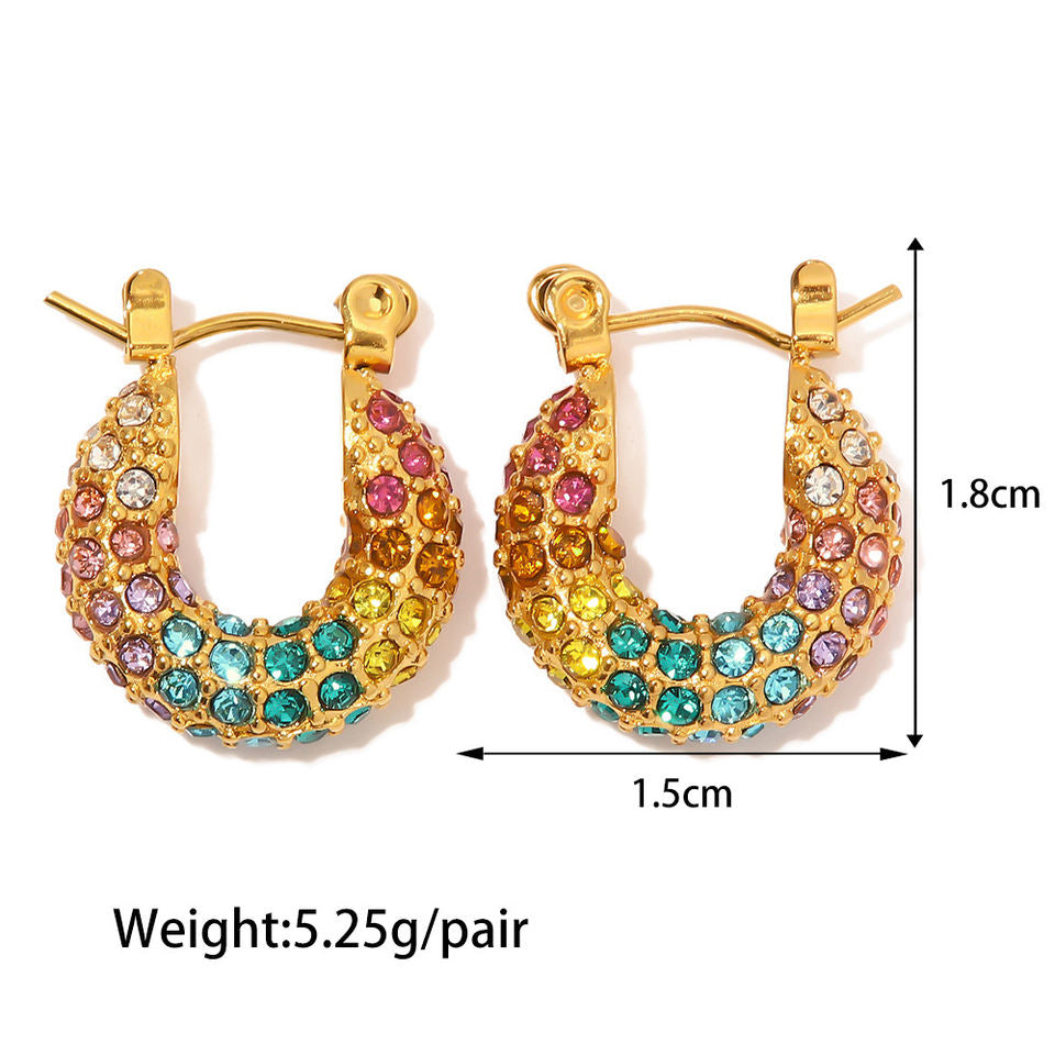 Créoles avec Zircons Colorés – Style Scintillant | Twinolo