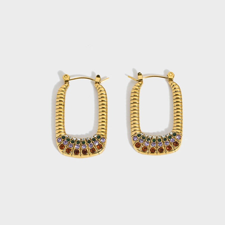 Boucles d'oreilles créoles avec perles et pierres colorées – Design unique | Twinolo