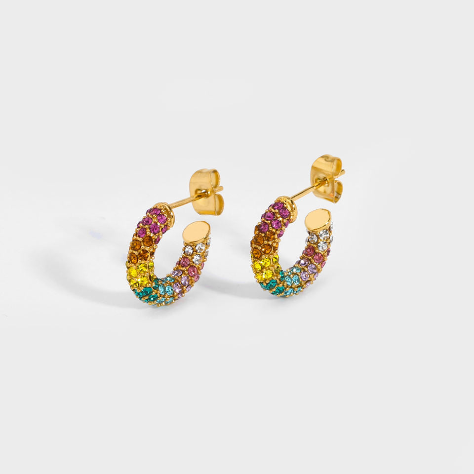 Regenboog Hoepeloorbellen – Zirkonia in Kleurrijk Design | Twinolo