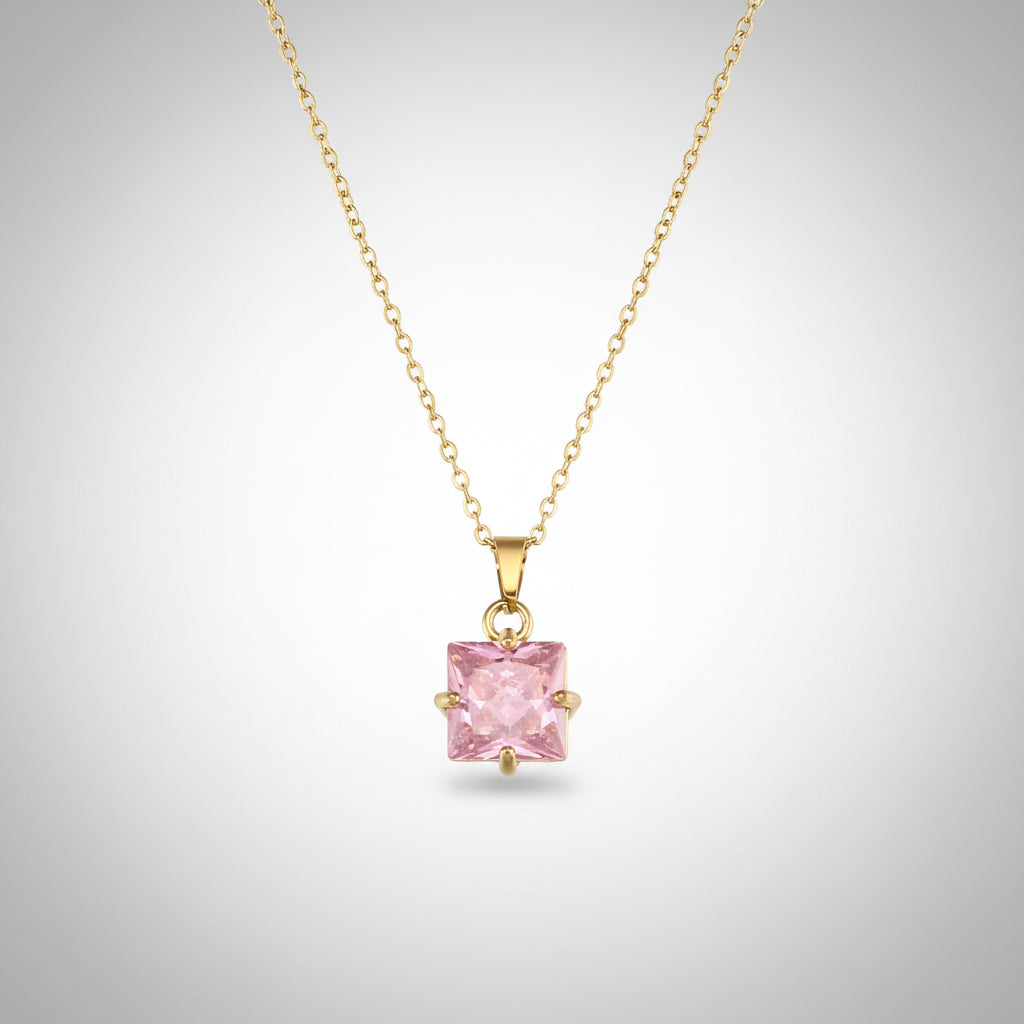 Collier en argent pour femme avec pierre carrée | Twinolo