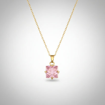 Collier en argent pour femme avec pierre carrée | Twinolo