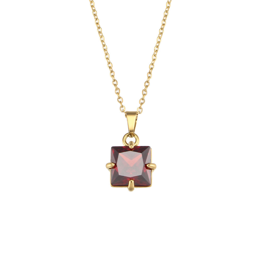 Collier en argent pour femme avec pierre carrée | Twinolo