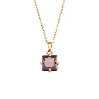 Collier en argent pour femme avec pierre carrée | Twinolo
