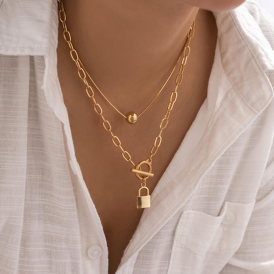 Dubbele Ketting met Slotje – Trendy & Gelaagd Design | Twinolo