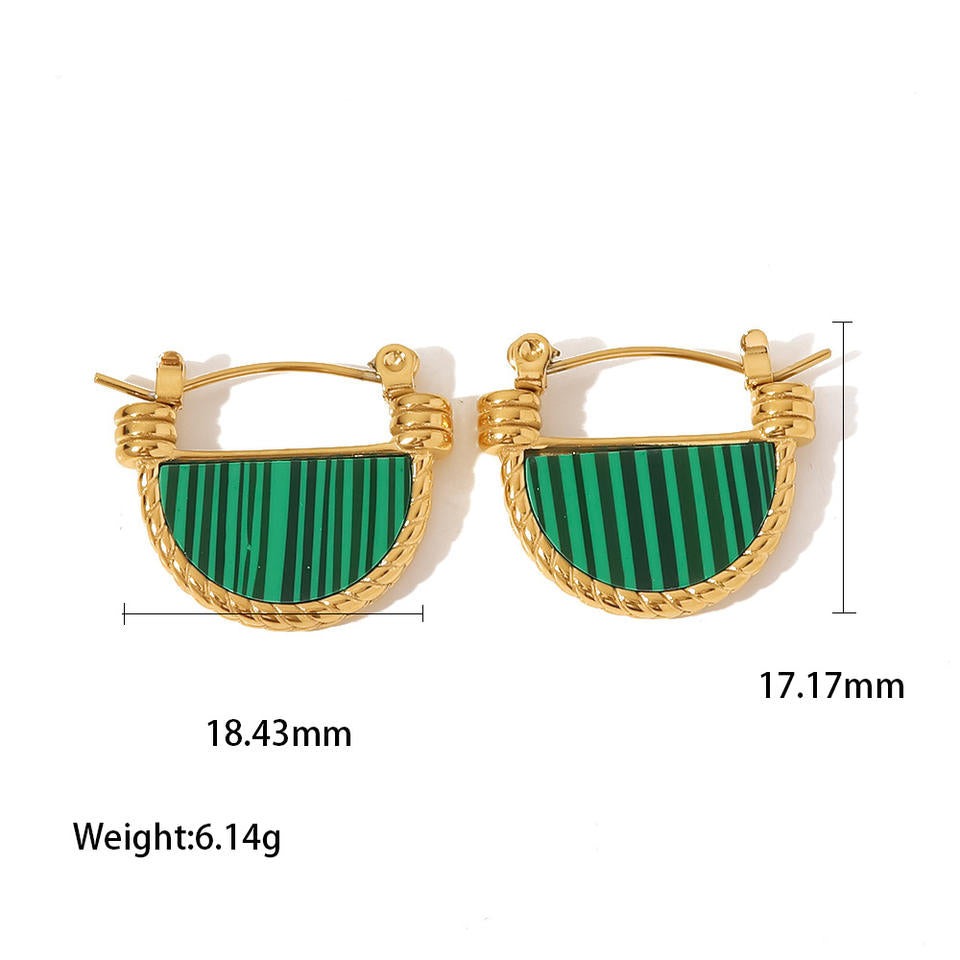 Half Round Earrings – Malachite & Mother of Pearl Variation | Twinolo