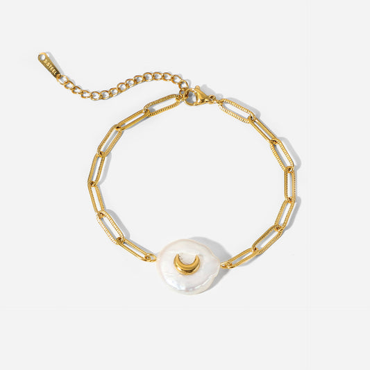 Zoetwaterparel Armband met Maan – Dromerig & Verfijnd | Twinolo