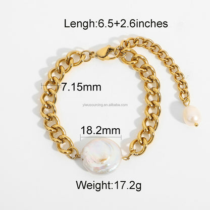 Freshwater Pearl & Link Bracelet – Refined Design | Twinolo