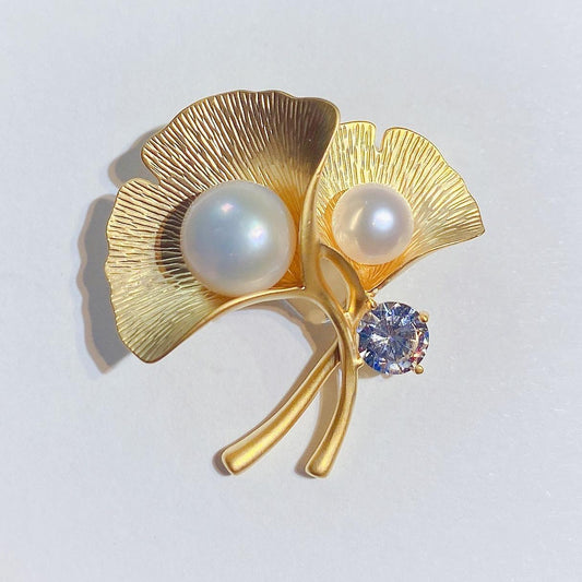 Bloembroche - Elegante Broche met Kristallen en Parel | Twinolo