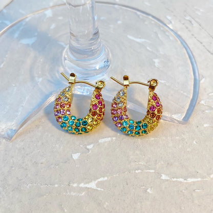 Créoles avec Zircons Colorés – Style Scintillant | Twinolo