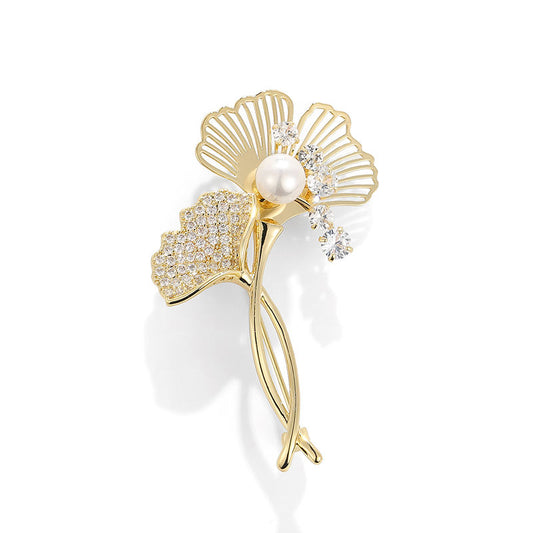 Bloembroche - Elegante Broche met Kristallen | Twinolo