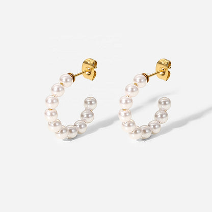 Boucles d'oreilles créoles avec petite perle – Classiques & Intemporelles | Twinolo