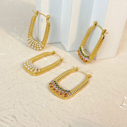 Boucles d'oreilles créoles avec perles et pierres colorées – Design unique | Twinolo