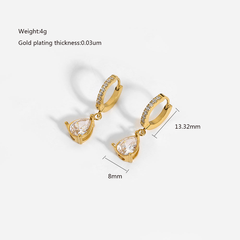 Boucles d'oreilles élégantes en forme de goutte avec zircone – Accents étincelants | Twinolo
