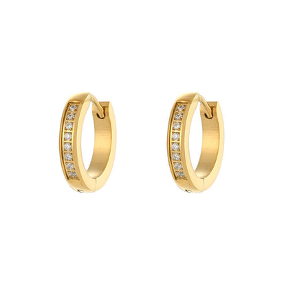 Gold Hoop Earrings with Sparkling Zirconia | Twinolo