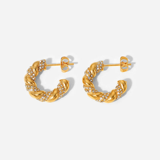 Croissant Oorbellen met Zirkonia – Elegant & Glinsterend | Twinolo
