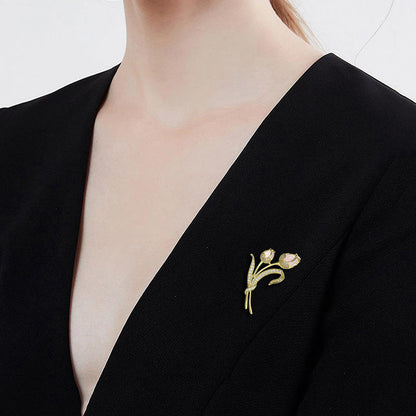 Bloembroche - Elegante Broche met Kristallen | Twinolo