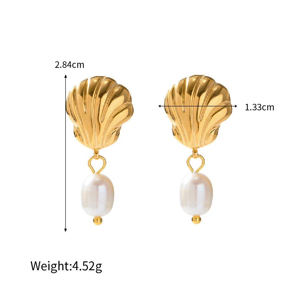 Schelpvormige Oorhangers met Parel – Natuurlijke Elegantie | Twinolo