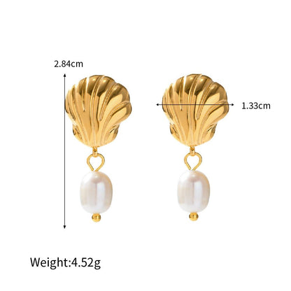 Schelpvormige Oorhangers met Parel – Natuurlijke Elegantie | Twinolo